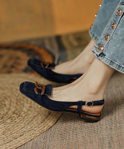 Aprikosenfarbene Wildleder-Wassersandalen mit Quaste und Pailletten 