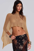 Loose Solid Casual Knit Shawl Blouse