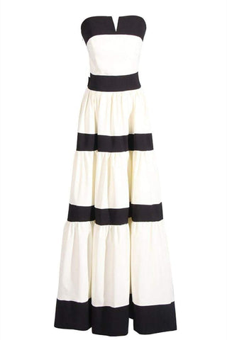 Karen Maxikleid mit Schleife und Farbblockdesign 