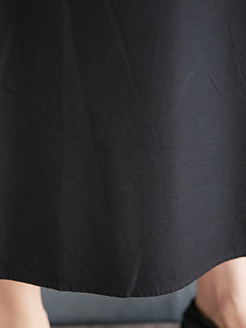 Vestidos midi holgados de manga corta con bolsillos de color en contraste y cuello redondo estampados 