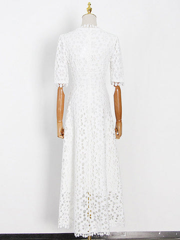 V-Neck Maxi Dress Half Sleeves Casual Floor Length Dress