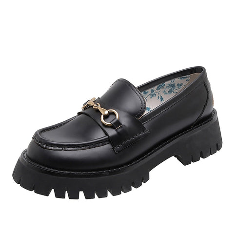 Mocasines planos con plataforma para mujer, talla 35-40, informales, sin cordones, con punta redonda, color negro liso. 