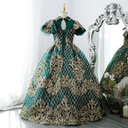 Mädchen Festkleid Kinder Vintage Wunderschönes grünes goldenes Pailletten-Party-Prinzessinnen-Kommunionskleid 