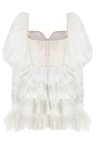 Bonnie Embroidered Lace Puff Sleeve Mini Dress