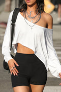 Asym Neck Loose Cropped Blouse