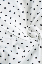 Lapel Button Bow Polka Dot Blouse