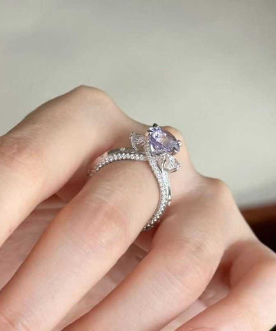 Anillos de cobre y circonitas moradas 