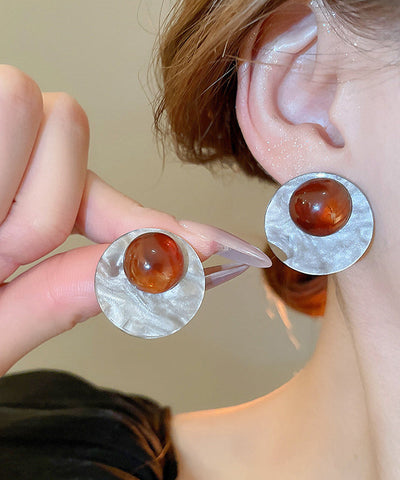 Boutique Coffee Sterling Silver Resin Stud Earrings