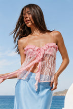 Glitter Ruffle Sequin Cropped Cami Top