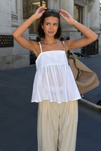 Striped Cotton Ruffle Tank Top
