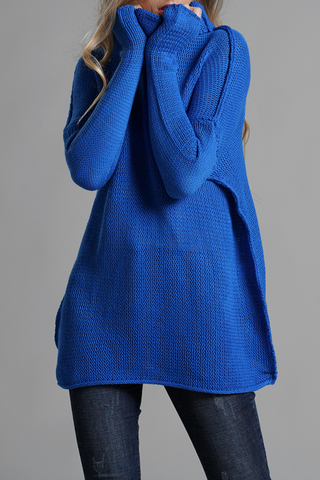 Casual Solid Split Joint Turtleneck Tops Sweater