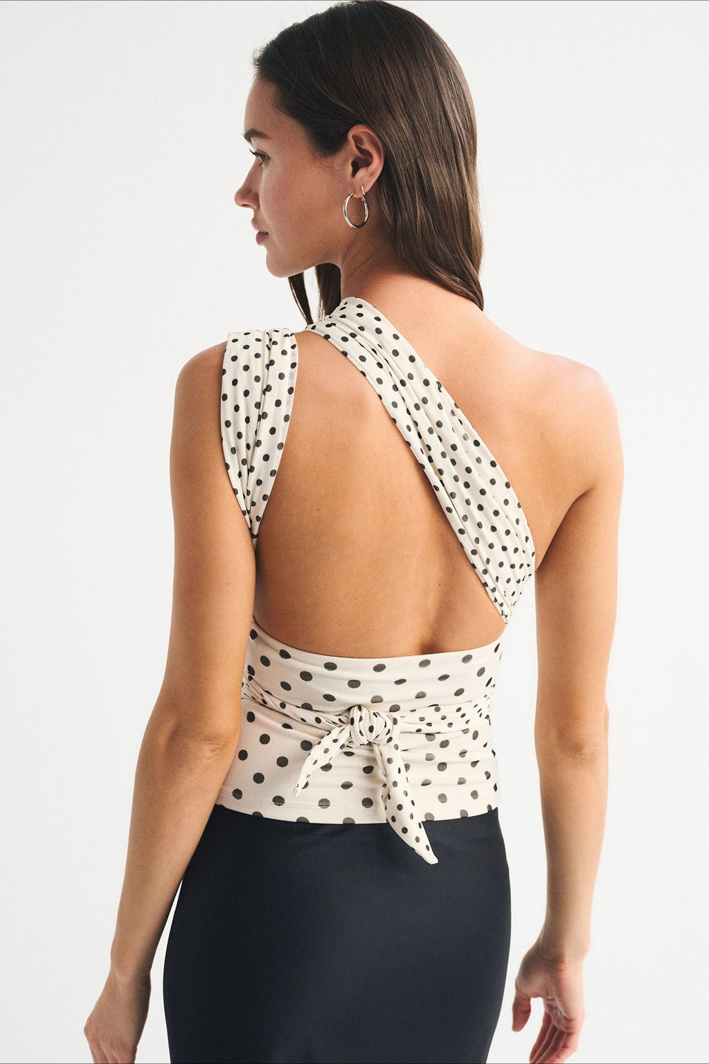 Polka Dot Multiway Tie Mesh Halter Top
