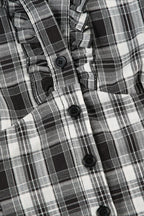 British Plaid Ruffled V Neck Puff Sleeve Blouse