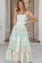 Fresh Linen Floral Swing Boho Dress