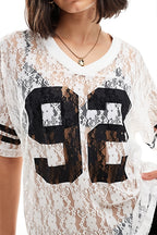 Lace Hollow Out Loose Street T-shirt