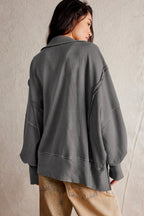 Oversized Split Collar Sweatshirt