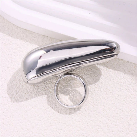 Anillo de gota de agua grande de oro y plata 