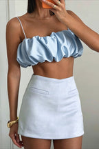 Satin Cropped Sexy Hot Girl Cami Top