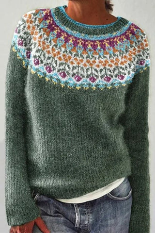 Round Neck Unique Pattern Casual Sweater(in 6 Patterns)
