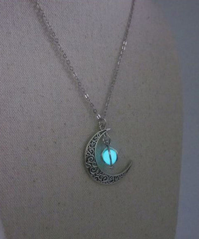 Collar de lazo luminoso con cadena lunar de acero inoxidable único 