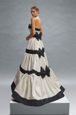 Karen Maxikleid mit Schleife und Farbblockdesign 