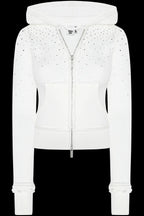Rhinestone Crystal Zip Crop Hoodie