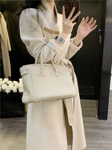 Abrigo de lana elegante de invierno para mujer, moda vintage, nuevo, holgado, chaquetas largas con cinturón, abrigos lisos elegantes para mujer 