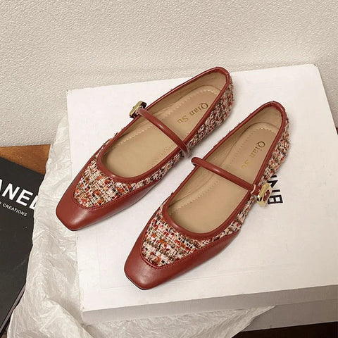 Summer Women Flats Shallow Shoes New Fashion Square Toe Luxury Loafer Shoes 2024 Trend Dress Shoes Elegant Zapatos Para Mujer