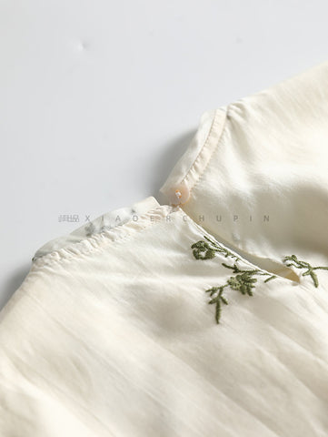 Women Summer Artsy Floral Embroidery Draped Drawstring Dress