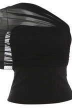 Asymmetric Shoulder Ruched Fitted Blouse