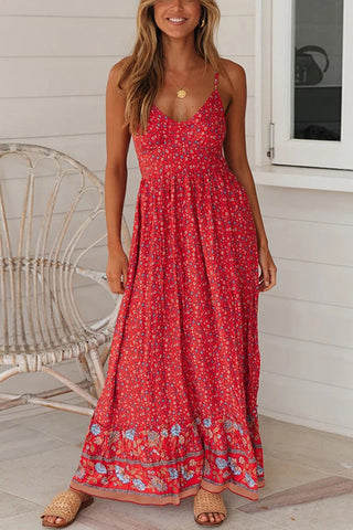 Meridress High Waist Printed Cami Swing Dress