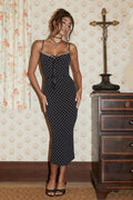 Polka Dot Slim Fit Bodycon Sleeveless Maxi Dress