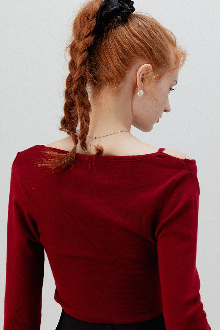 Burgundy Mock Two Piece Knit Top