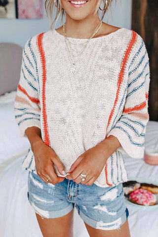 Chicindress – Gestreifter Colorblock-Pullover 