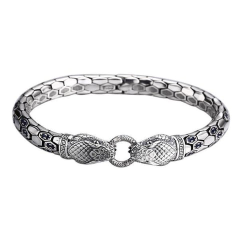 Sterling Silver Vintage Blue Zirconia Snake Bracelet