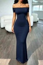 Off Shoulder Stretch Slim Sexy Bodycon Maxi Dress