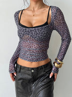 Leopard Print Layered Crop Top