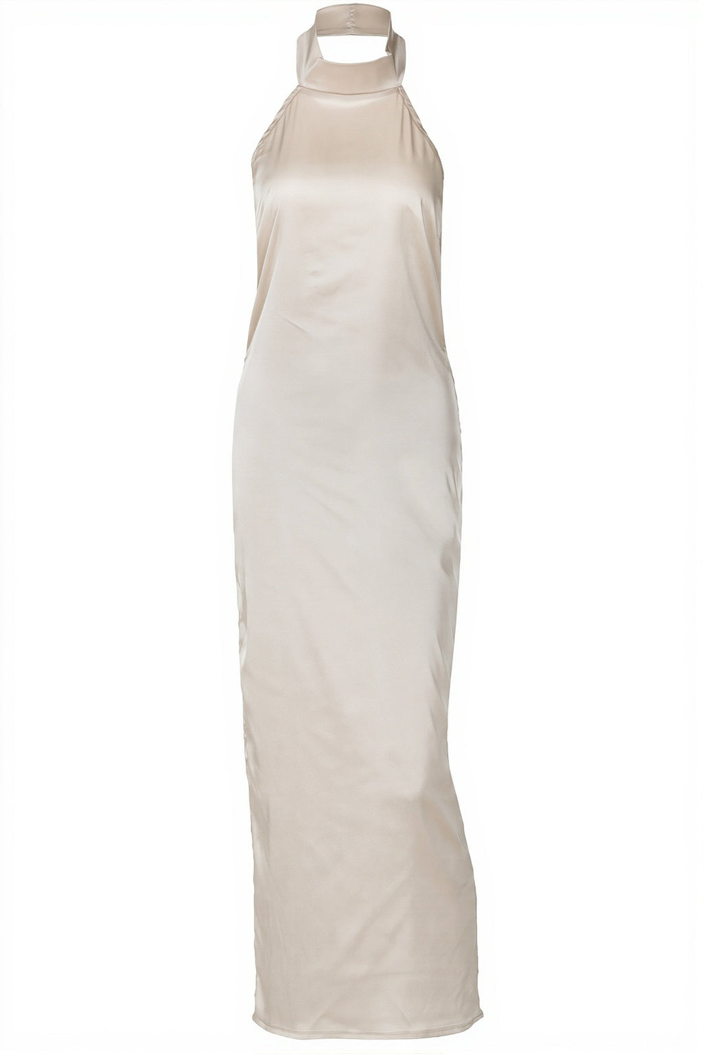 Chic Solid Satin Halter Neck Backless Maxi Dress