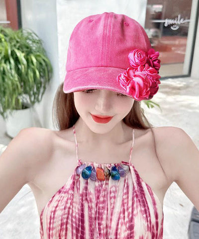 Gorra de béisbol vaquera con elegante decoración floral azul 