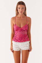 Beaded Exquisite Heavy Work One-Piece Cami Top