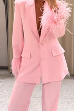 Designer Feather Accent Blazer