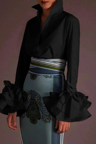 Lässige, einfarbige Blusen mit Hemdkragen und Knöpfen (3 Farben) 