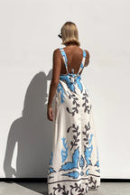 Sexy Floral Print Sleeveless Vacation Maxi Dress