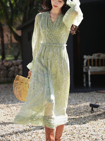 Camila – Kurzes Kleid mit Blumenmuster und ausgestellten Ärmeln 