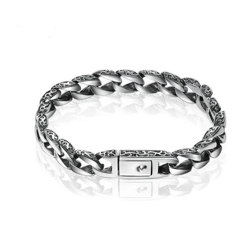 Sterling Silver Ivy Rimmed Curb Chain Bracelet