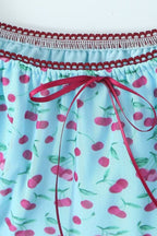 Sweet Bow Cherry Puff Sleeve Blouse