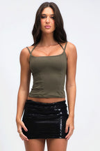 Versatile Slim Solid Double Strap Cropped Cami Top
