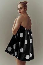 Sexy Polka Dot Print Tube Top Mini Dress