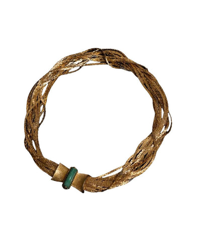 Edle Halskette aus goldfarbenem Jade-Kragen mit mehrlagigem Webmuster 
