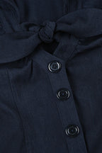Commuter Preppy Bow Tie Button Down Blouse